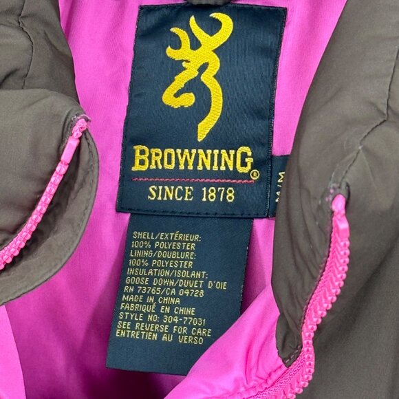 Brown Browning Womens Puffer Jacket goose down  Size Medium pockets - Picture 2 of 10